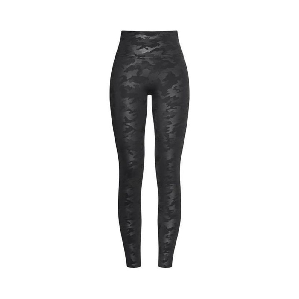 Spanx Faux Leather Matte Black‎ Camo Leggings sz S